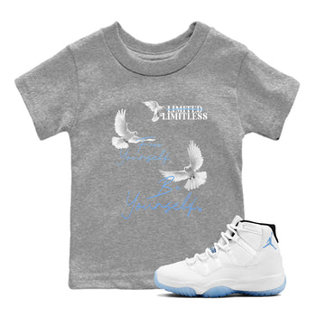 11s Legend Blue shirts to match jordans Free Yourself Be Yourself sneaker match tees Air Jordan 11 Legend Blue match shoes to clothes SNRT Sneaker Tees Youth Baby Heather Grey 1 tee