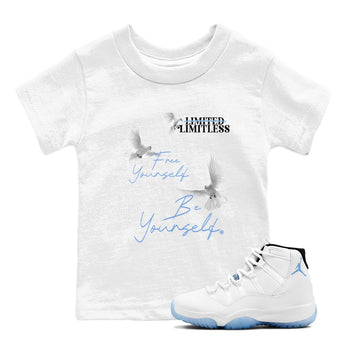 11s Legend Blue shirts to match jordans Free Yourself Be Yourself sneaker match tees Air Jordan 11 Legend Blue match shoes to clothes SNRT Sneaker Tees Youth Baby White 1 tee