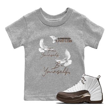 12s Baroque Brown shirts to match jordans Free Yourself Be Yourself sneaker match tees Air Jordan 12 Baroque Brown match shoes to clothes SNRT Sneaker Tees Youth Baby Heather Grey 1 tee