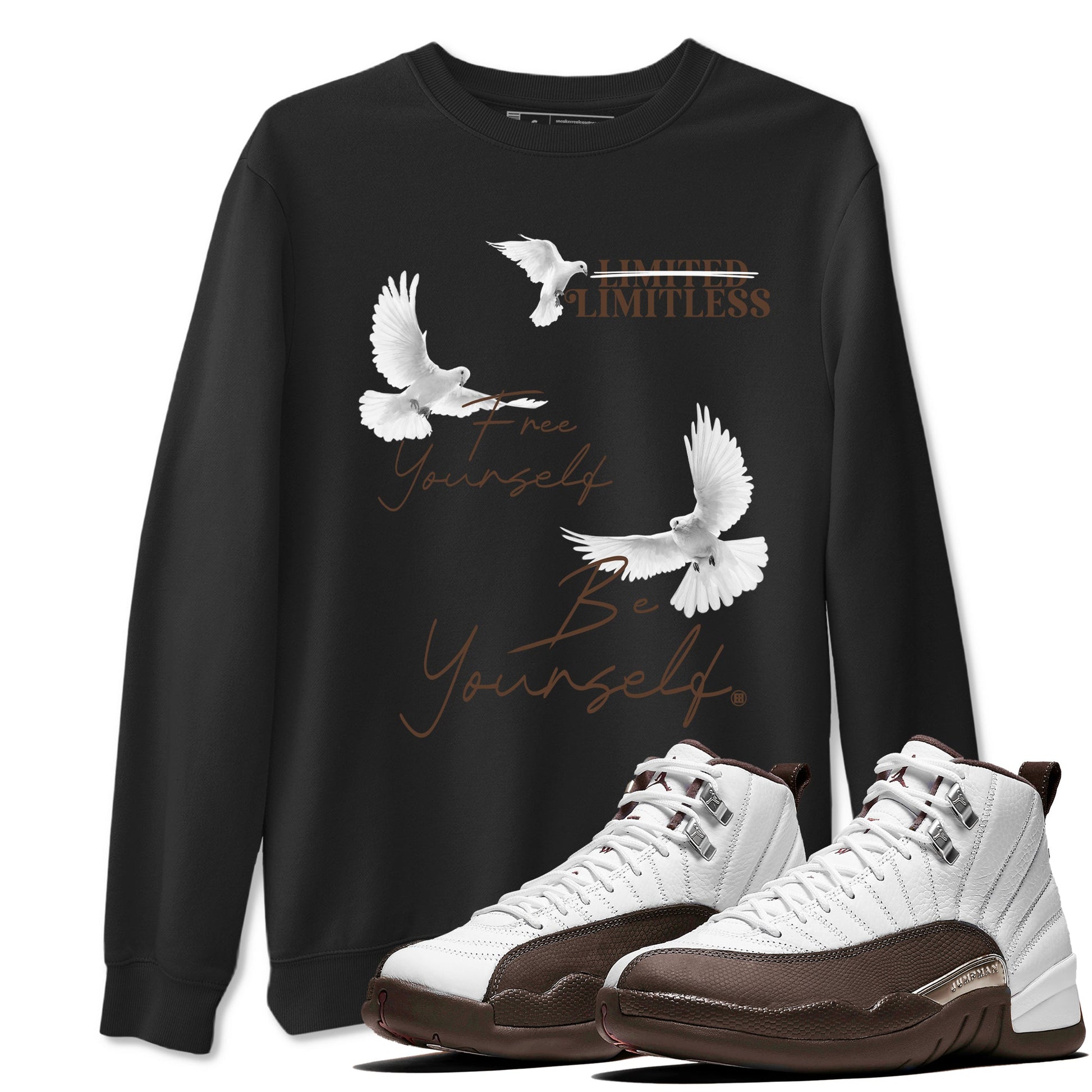 12s Baroque Brown shirts to match jordans Free Yourself Be Yourself sneaker match tees Air Jordan 12 Baroque Brown match shoes to clothes SNRT Sneaker Tees unisex cotton Black 1 shirts