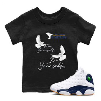 13s Midnight Navy shirts to match jordans Free Yourself Be Yourself sneaker match tees Air Jordan 13 Midnight Navy match shoes to clothes SNRT Sneaker Tees Youth Baby Black 1 tee