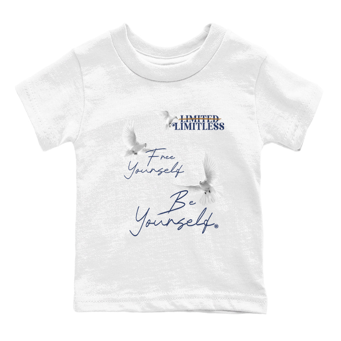13s Midnight Navy shirts to match jordans Free Yourself Be Yourself sneaker match tees Air Jordan 13 Midnight Navy match shoes to clothes SNRT Sneaker Tees Youth Baby White 2 tee