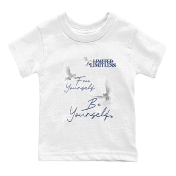 13s Midnight Navy shirts to match jordans Free Yourself Be Yourself sneaker match tees Air Jordan 13 Midnight Navy match shoes to clothes SNRT Sneaker Tees Youth Baby White 2 tee