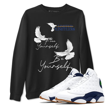 13s Midnight Navy shirts to match jordans Free Yourself Be Yourself sneaker match tees Air Jordan 13 Midnight Navy match shoes to clothes SNRT Sneaker Tees unisex cotton Black 1 shirts