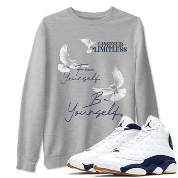 13s Midnight Navy shirts to match jordans Free Yourself Be Yourself sneaker match tees Air Jordan 13 Midnight Navy match shoes to clothes SNRT Sneaker Tees unisex cotton Heather Grey 1 shirts