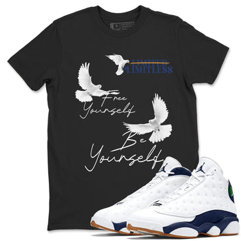 13s Midnight Navy shirts to match jordans Free Yourself Be Yourself sneaker match tees Air Jordan 13 Midnight Navy match shoes to clothes SNRT Sneaker Tees unisex cotton Black 1 shirts