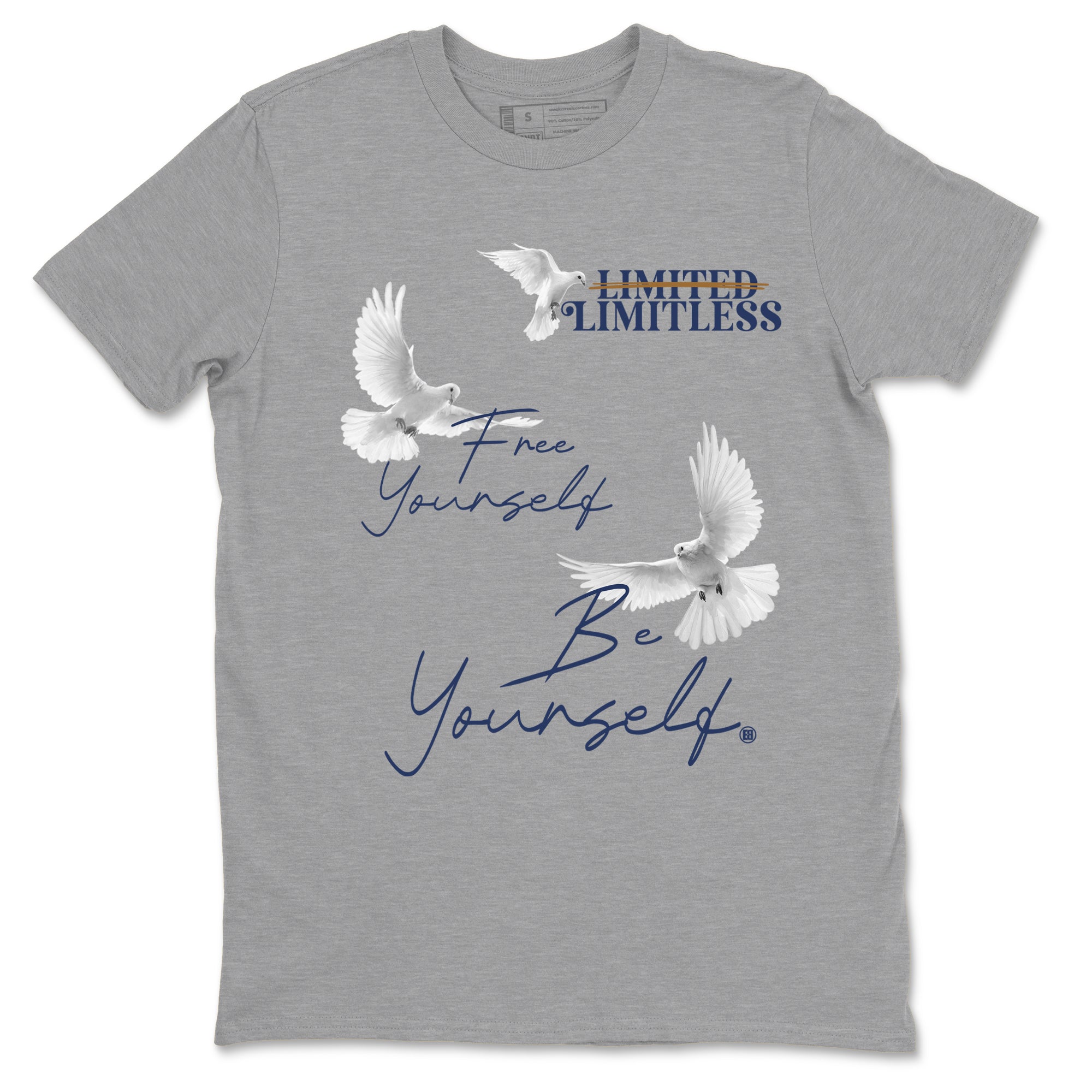 13s Midnight Navy shirts to match jordans Free Yourself Be Yourself sneaker match tees Air Jordan 13 Midnight Navy match shoes to clothes SNRT Sneaker Tees unisex cotton Heather Grey 2 shirts