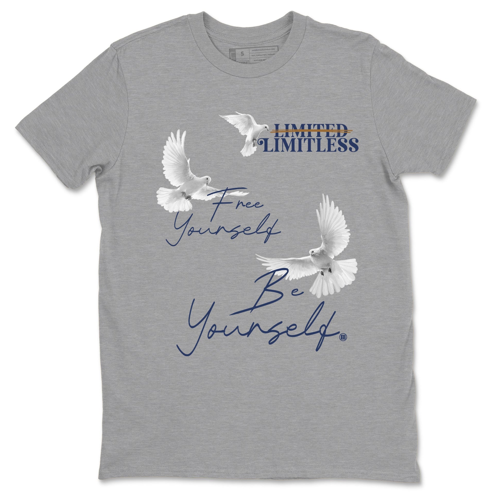 13s Midnight Navy shirts to match jordans Free Yourself Be Yourself sneaker match tees Air Jordan 13 Midnight Navy match shoes to clothes SNRT Sneaker Tees unisex cotton Heather Grey 2 shirts