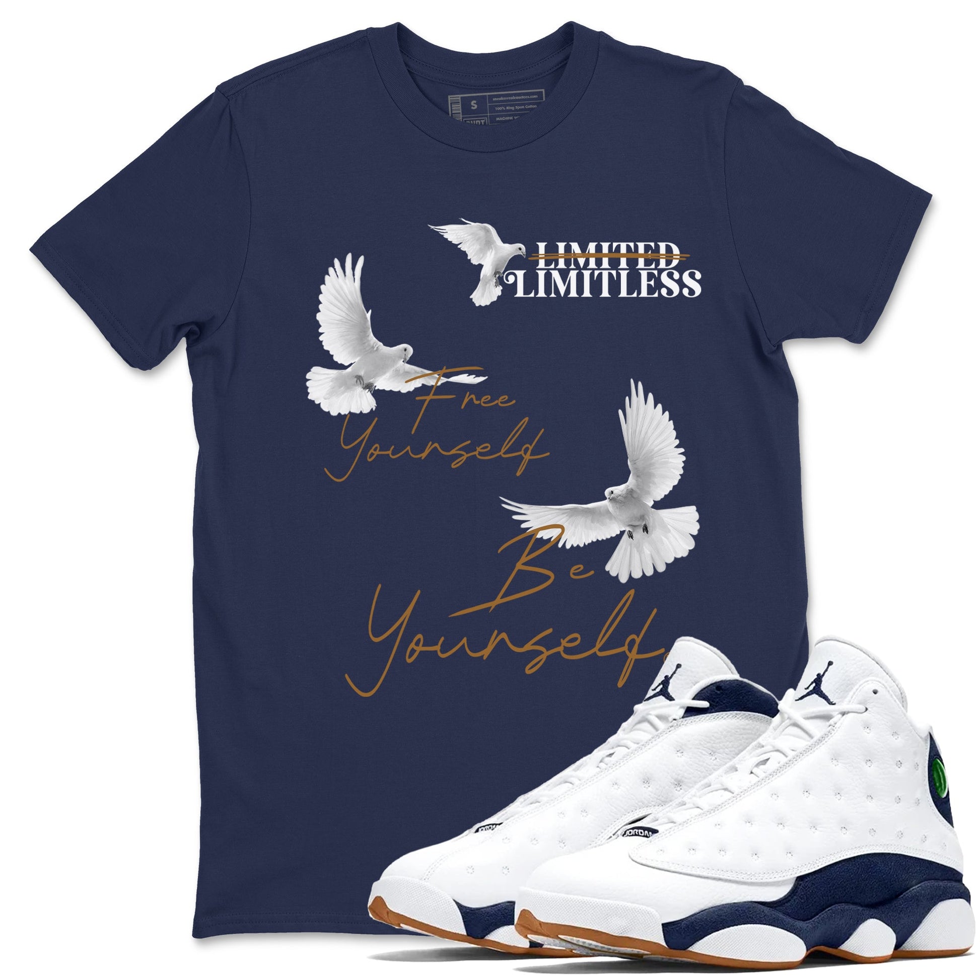 13s Midnight Navy shirts to match jordans Free Yourself Be Yourself sneaker match tees Air Jordan 13 Midnight Navy match shoes to clothes SNRT Sneaker Tees unisex cotton Navy 1 shirts