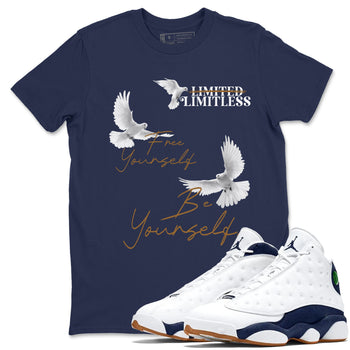 13s Midnight Navy shirts to match jordans Free Yourself Be Yourself sneaker match tees Air Jordan 13 Midnight Navy match shoes to clothes SNRT Sneaker Tees unisex cotton Navy 1 shirts