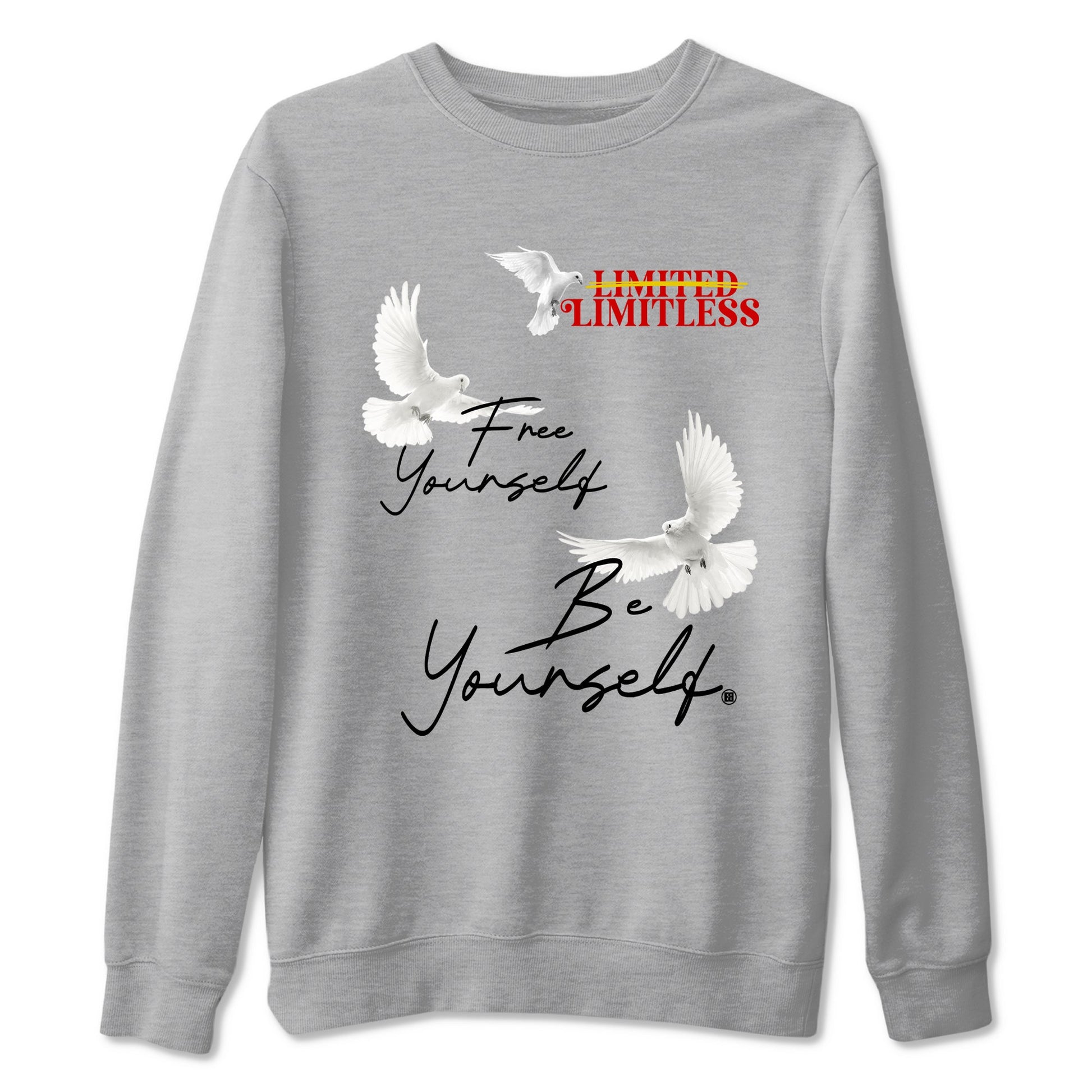 Free Yourself Be Yourself sneaker match t-shirt styled to complete your fit with the Air Jordan 14 Challenge Red sneakers, graphic shirts in Heather Grey 2.