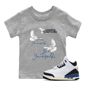 A Ma Maniere Air Jordan 3 Diffused Blue shirts to match jordans Free Yourself Be Yourself graphic tee Jordan 3 For The Love best t-shirts to wear with jordans SNRT Sneaker Tees Youth Baby Heather Grey 1 tee