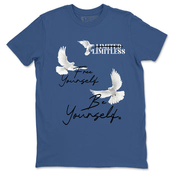 A Ma Maniere Air Jordan 3 Diffused Blue shirts to match jordans Free Yourself Be Yourself graphic tee Jordan 3 For The Love best t-shirts to wear with jordans SNRT Sneaker Tees unisex cotton Denim Blue 2 shirts