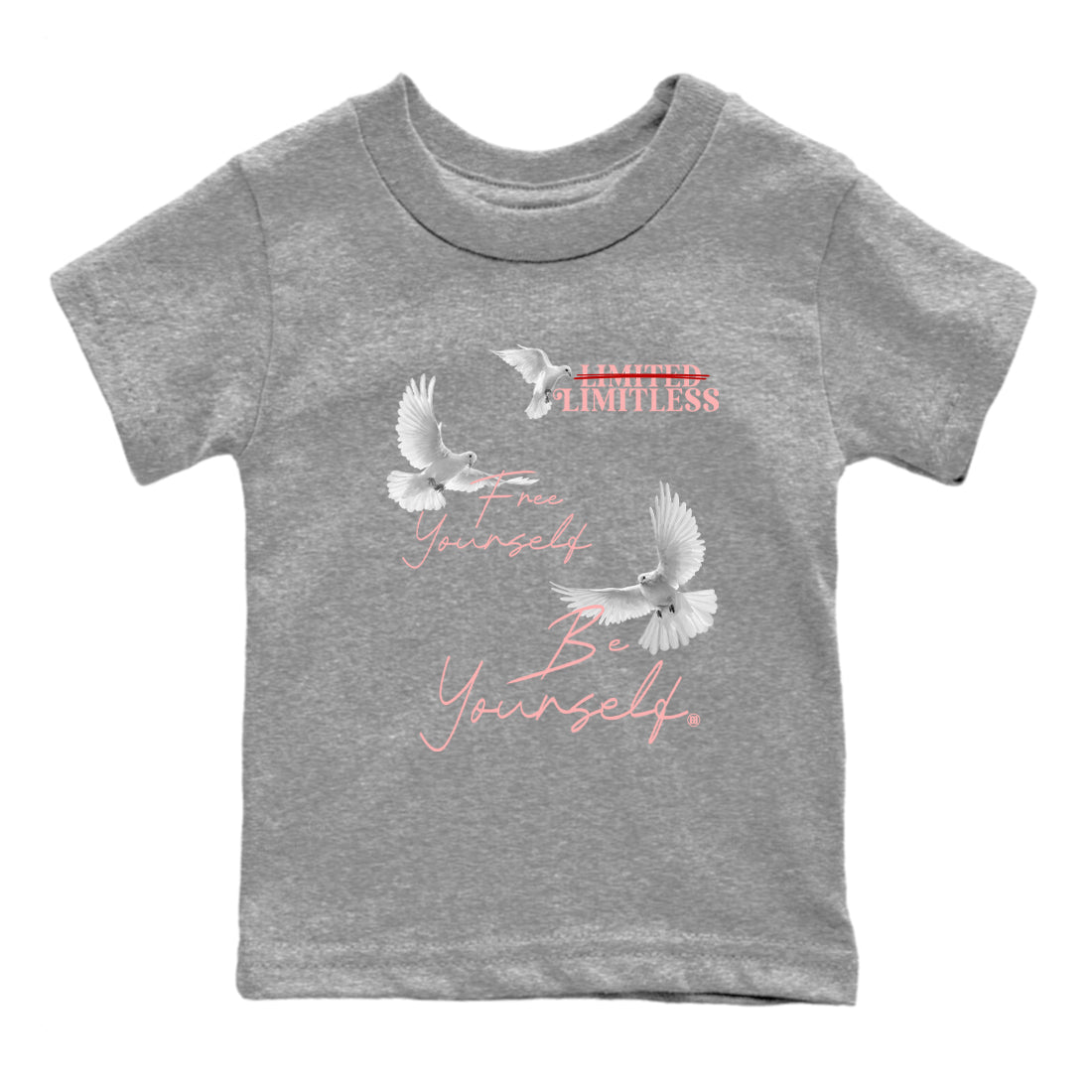 3s Valentines Day tee to match jordans Free Yourself Be Yourself sneaker match tees Air Jordan 3 "Treat Yourself" Washed Coral special Valentine's Day Gift SNRT Sneaker Tees Youth Baby Heather Grey 2 tee