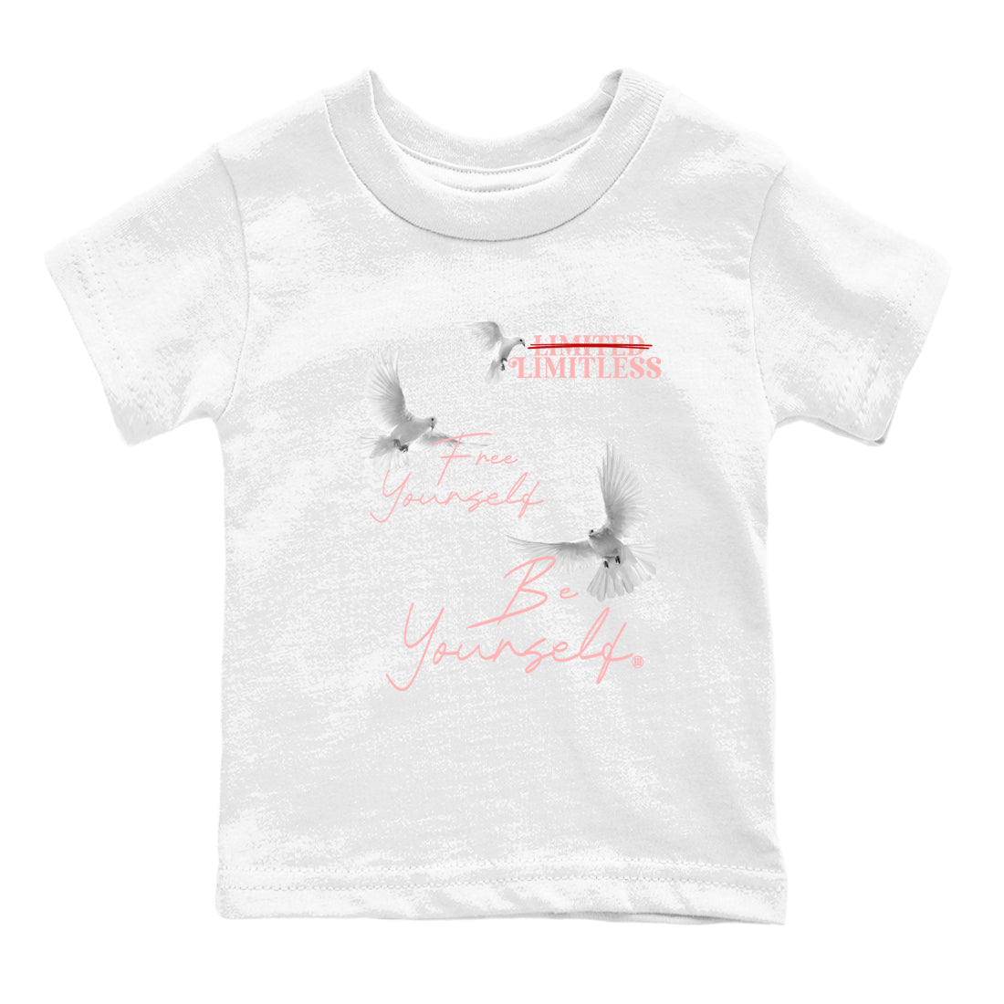 3s Valentines Day tee to match jordans Free Yourself Be Yourself sneaker match tees Air Jordan 3 "Treat Yourself" Washed Coral special Valentine's Day Gift SNRT Sneaker Tees Youth Baby White 2 tee