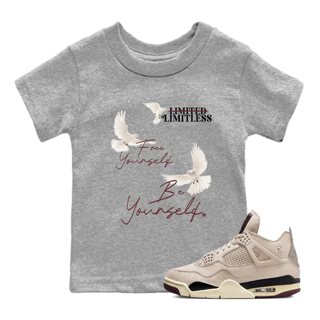 4s A Ma Maniere x "While You Were Sleeping" shirts to match jordans Free Yourself Be Yourself sneaker match tees Air Jordan 4 A Ma Maniere x W.Y.W.S match shoes to clothes SNRT Sneaker Tees Youth Baby Heather Grey 1 tee