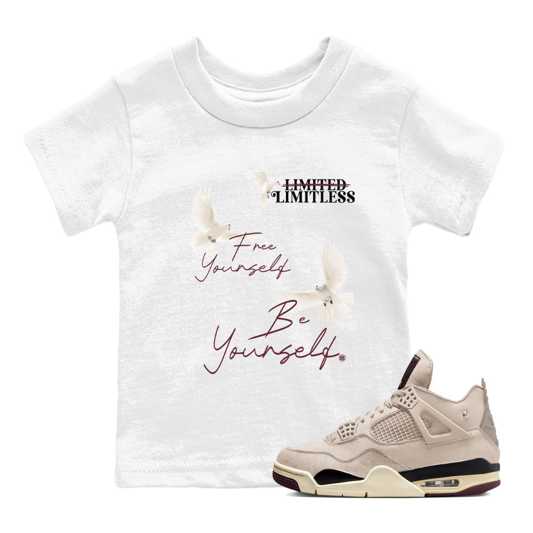 4s A Ma Maniere x "While You Were Sleeping" shirts to match jordans Free Yourself Be Yourself sneaker match tees Air Jordan 4 A Ma Maniere x W.Y.W.S match shoes to clothes SNRT Sneaker Tees Youth Baby White 1 tee