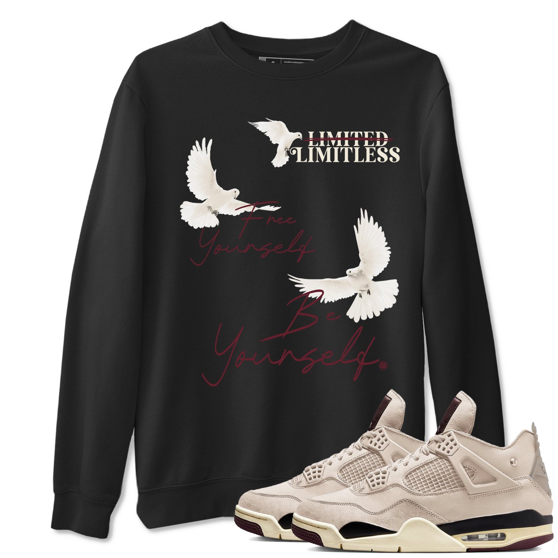 4s A Ma Maniere x "While You Were Sleeping" shirts to match jordans Free Yourself Be Yourself sneaker match tees Air Jordan 4 A Ma Maniere x W.Y.W.S match shoes to clothes SNRT Sneaker Tees unisex cotton Black 1 shirts