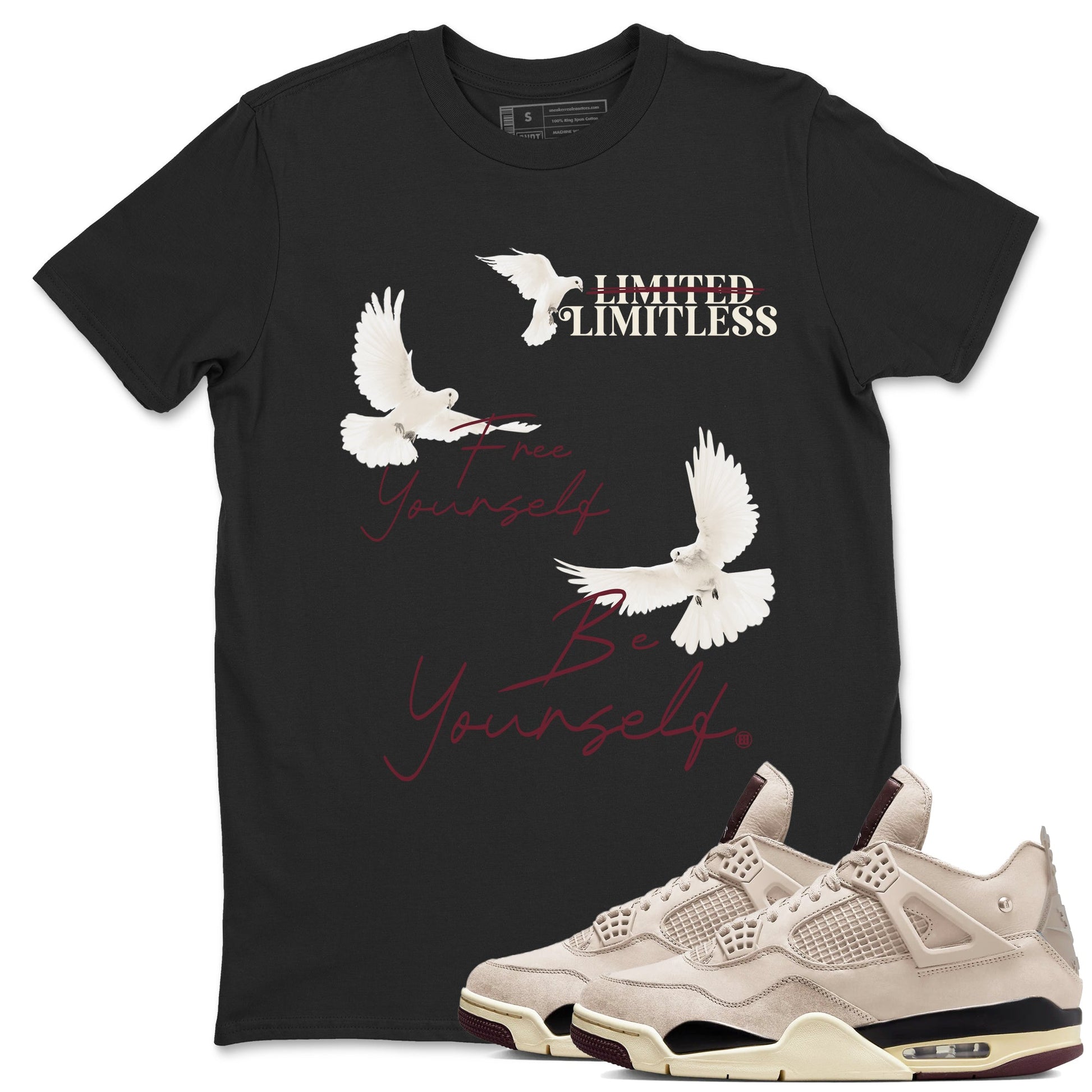 4s A Ma Maniere x "While You Were Sleeping" shirts to match jordans Free Yourself Be Yourself sneaker match tees Air Jordan 4 A Ma Maniere x W.Y.W.S match shoes to clothes SNRT Sneaker Tees unisex cotton Black 1 shirts