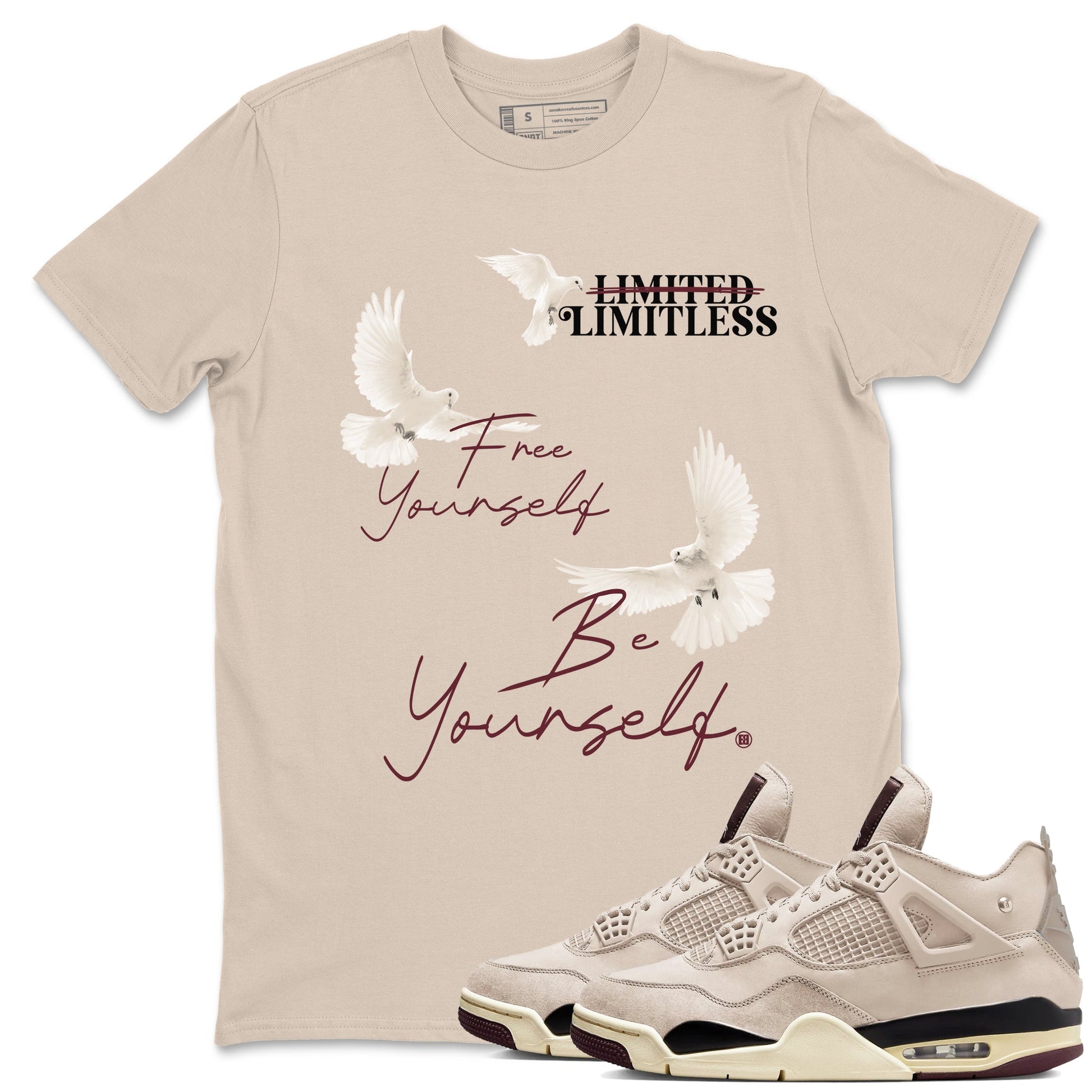 4s A Ma Maniere x "While You Were Sleeping" shirts to match jordans Free Yourself Be Yourself sneaker match tees Air Jordan 4 A Ma Maniere x W.Y.W.S match shoes to clothes SNRT Sneaker Tees unisex cotton Sand 1 shirts