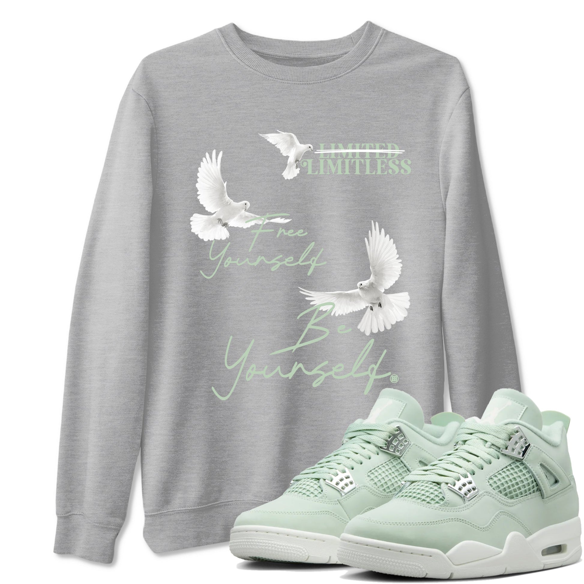 4s seafoam shirts to match jordans Free Yourself Be Yourself sneaker match tees Air Jordan 4 Abundance match shoes to clothes SNRT Sneaker Tees unisex cotton Heather Grey 1 shirts