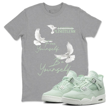 4s seafoam shirts to match jordans Free Yourself Be Yourself sneaker match tees Air Jordan 4 Abundance match shoes to clothes SNRT Sneaker Tees unisex cotton Heather Grey 1 shirts