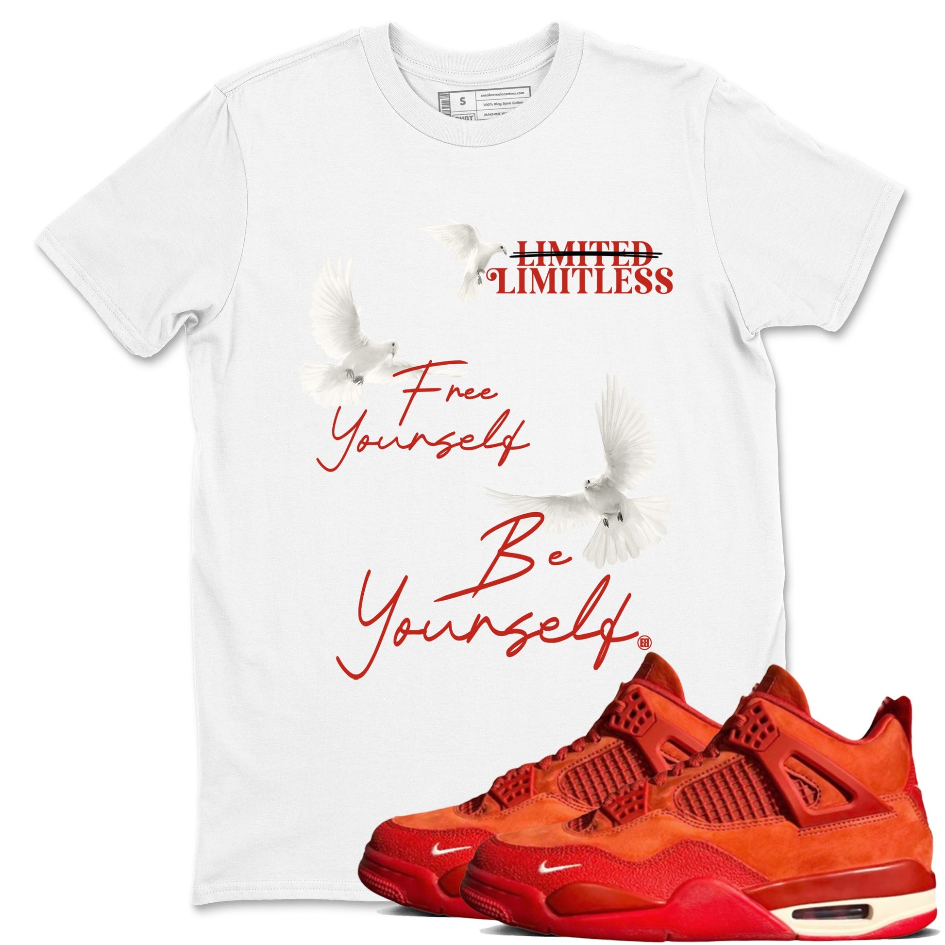 4s Brick By Brick best t shirts to wear with jordans Free Yourself Be Yourself sneaker match tees Nigel Sylvester x Air Jordan 4 Brick by Brick match shoes to clothes SNRT Sneaker Tees unisex cotton White 1 shirts