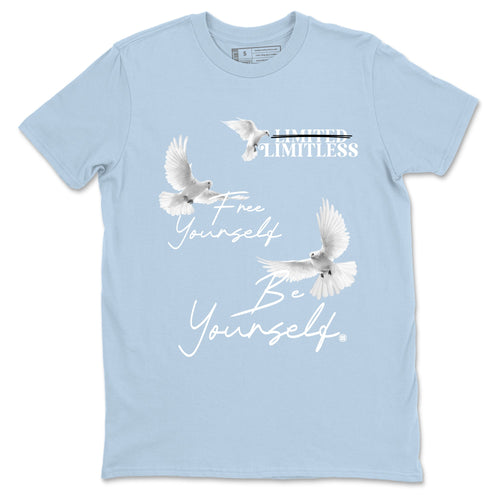 4s Forget Me Not shirts to match jordans Free Yourself Be Yourself graphic tees Air Jordan 4 Forget Me Not match shoes to clothes SNRT Sneaker Tees unisex cotton Light Blue 2 shirts