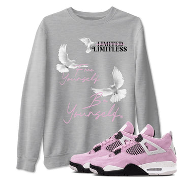 4s Orchid shirts to match jordans Free Yourself Be Yourself sneaker match tees Air Jordan 4 Orchid match shoes to clothes SNRT Sneaker Tees unisex cotton Heather Grey 1 shirts