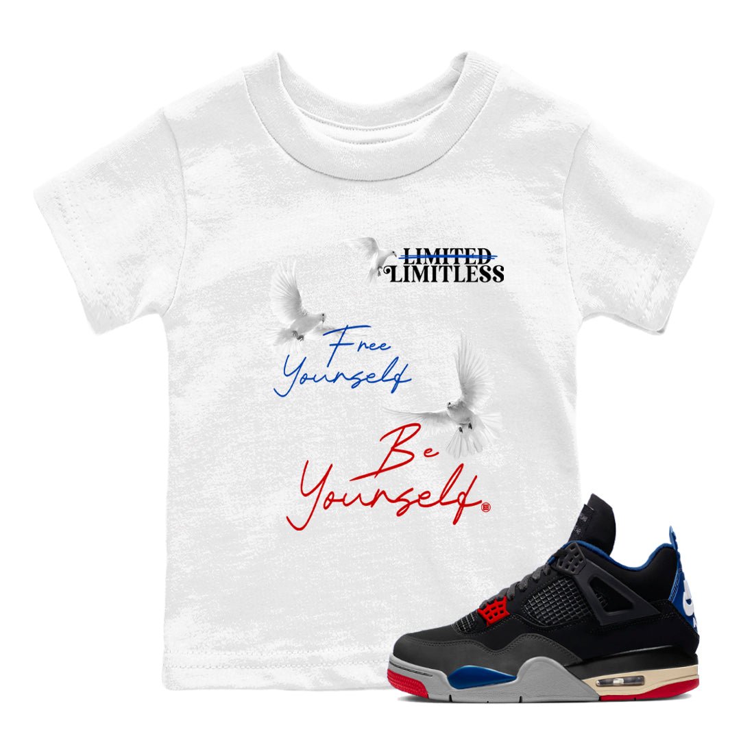 4s Rare shirts to match jordans Free Yourself Be Yourself sneaker match tees Air Jordan 4 Rare match shoes to clothes SNRT Sneaker Tees Youth Baby White 1 tee