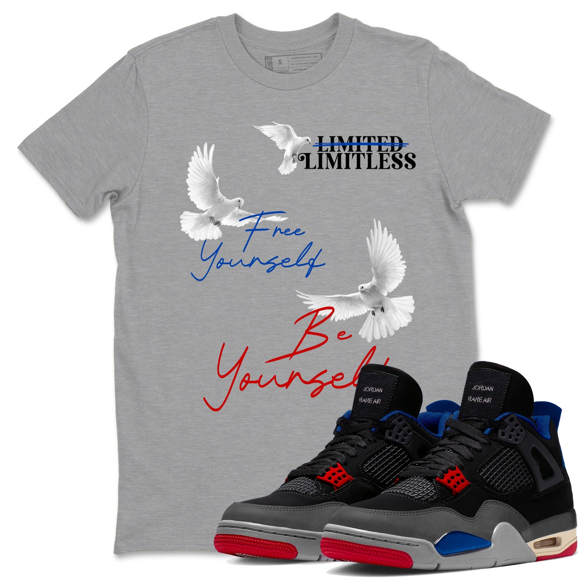 4s Rare shirts to match jordans Free Yourself Be Yourself sneaker match tees Air Jordan 4 Rare match shoes to clothes SNRT Sneaker Tees unisex cotton Heather Grey 1 shirts