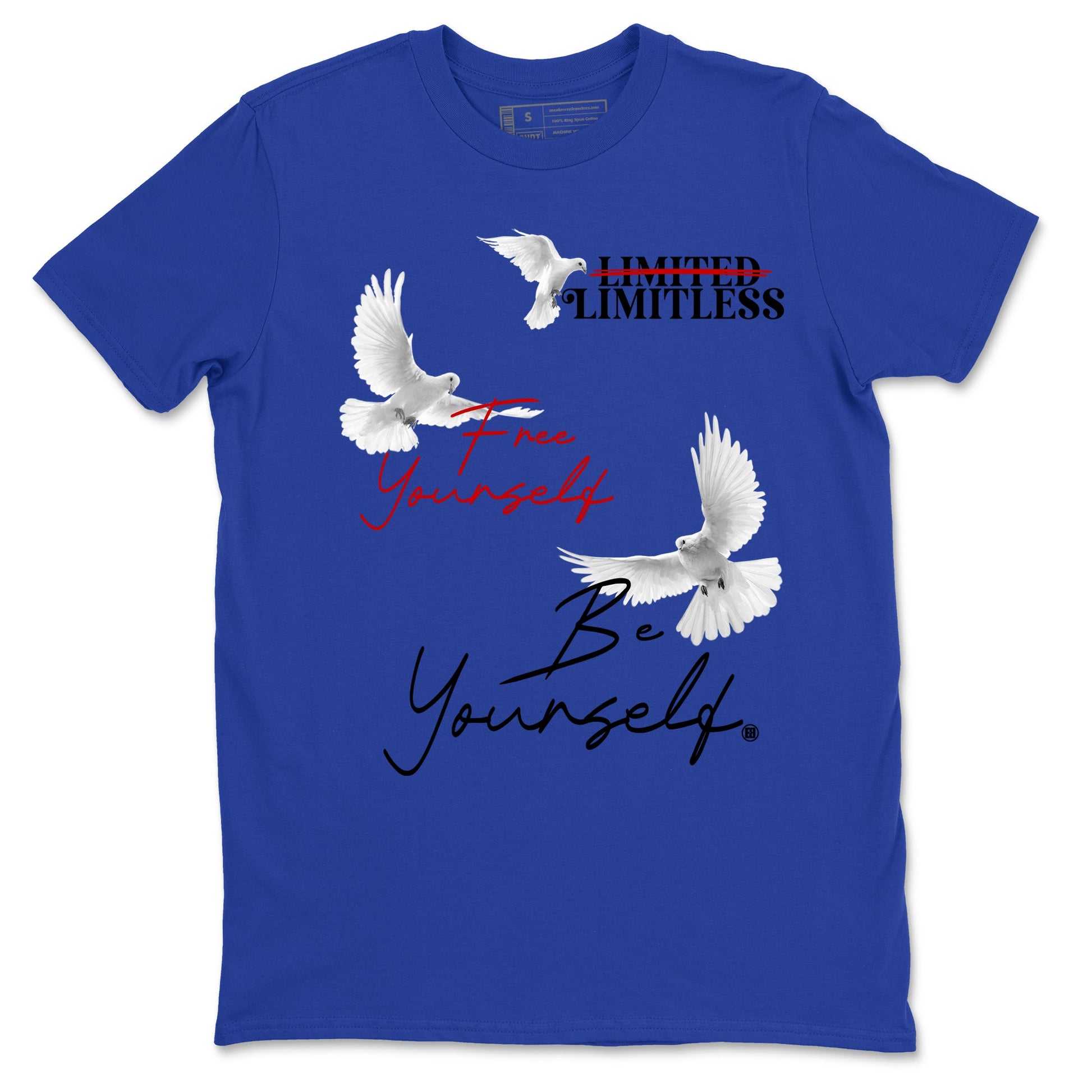 4s Rare shirts to match jordans Free Yourself Be Yourself sneaker match tees Air Jordan 4 Rare match shoes to clothes SNRT Sneaker Tees unisex cotton Royal Blue 2 shirts