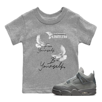 4s Wet Cement shirts to match jordans Free Yourself Be Yourself sneaker match tees Air Jordan 4 Wet Cement match shoes to clothes SNRT Sneaker Tees Youth Baby Heather Grey 1 tee