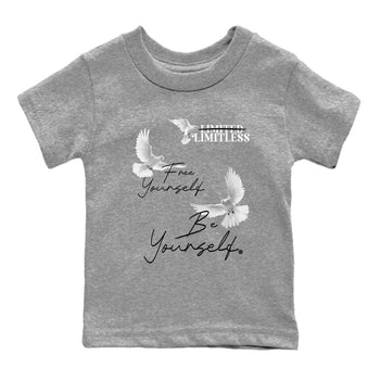 4s Wet Cement shirts to match jordans Free Yourself Be Yourself sneaker match tees Air Jordan 4 Wet Cement match shoes to clothes SNRT Sneaker Tees Youth Baby Heather Grey 2 tee