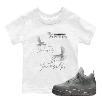 4s Wet Cement shirts to match jordans Free Yourself Be Yourself sneaker match tees Air Jordan 4 Wet Cement match shoes to clothes SNRT Sneaker Tees Youth Baby White 1 tee