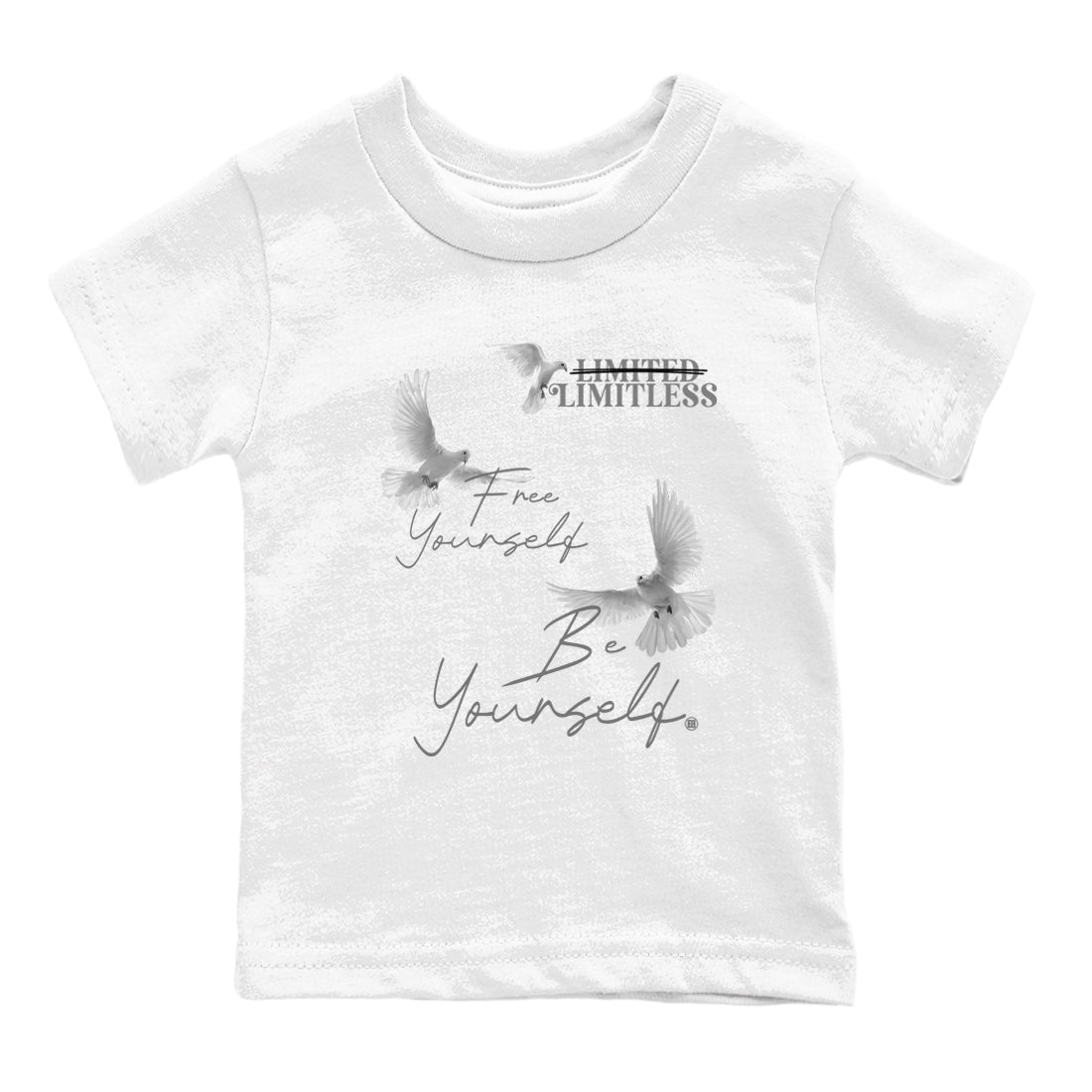 4s Wet Cement shirts to match jordans Free Yourself Be Yourself sneaker match tees Air Jordan 4 Wet Cement match shoes to clothes SNRT Sneaker Tees Youth Baby White 2 tee