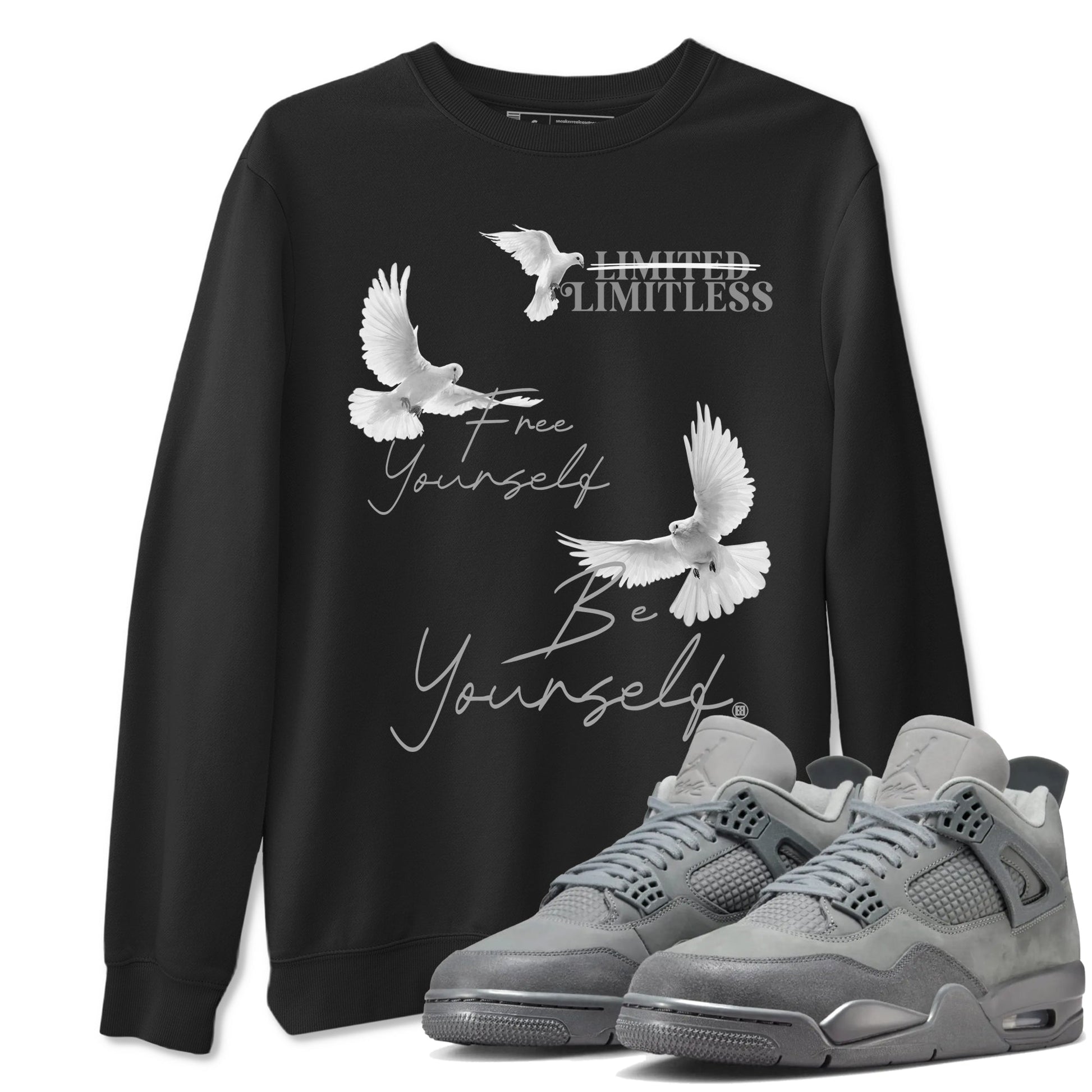 4s Wet Cement shirts to match jordans Free Yourself Be Yourself sneaker match tees Air Jordan 4 Wet Cement match shoes to clothes SNRT Sneaker Tees unisex cotton Black 1 shirts