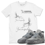 4s Wet Cement shirts to match jordans Free Yourself Be Yourself sneaker match tees Air Jordan 4 Wet Cement match shoes to clothes SNRT Sneaker Tees unisex cotton White 1 shirts