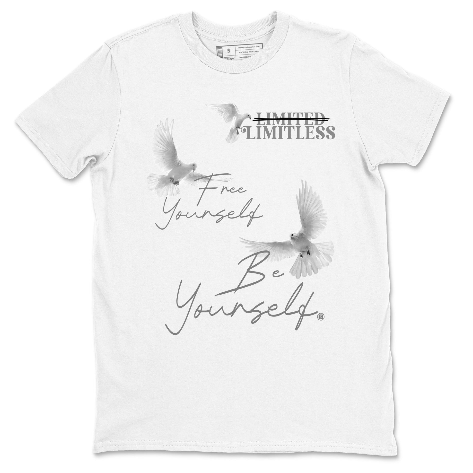 4s Wet Cement shirts to match jordans Free Yourself Be Yourself sneaker match tees Air Jordan 4 Wet Cement match shoes to clothes SNRT Sneaker Tees unisex cotton White 2 shirts