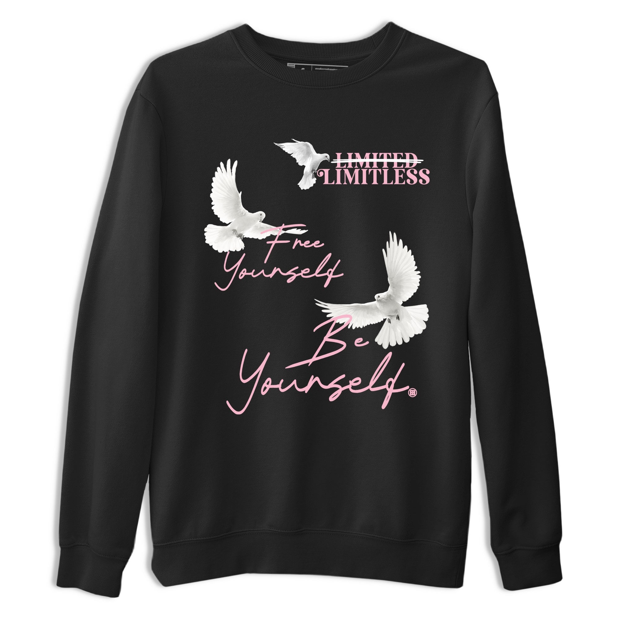 Free Yourself Be Yourself sneaker match t-shirt styled to complete your fit with the Air Jordan 5 35th Anniversary sneakers, shown in Black 2.