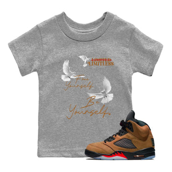 5s Archaeo Brown shirts to match jordans Free Yourself Be Yourself sneaker match tees Air Jordan 5 Archaeo Brown match shoes to clothes SNRT Sneaker Tees Youth Baby Heather Grey 1 tee
