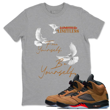 5s Archaeo Brown shirts to match jordans Free Yourself Be Yourself sneaker match tees Air Jordan 5 Archaeo Brown match shoes to clothes SNRT Sneaker Tees unisex cotton Heather Grey 1 shirts
