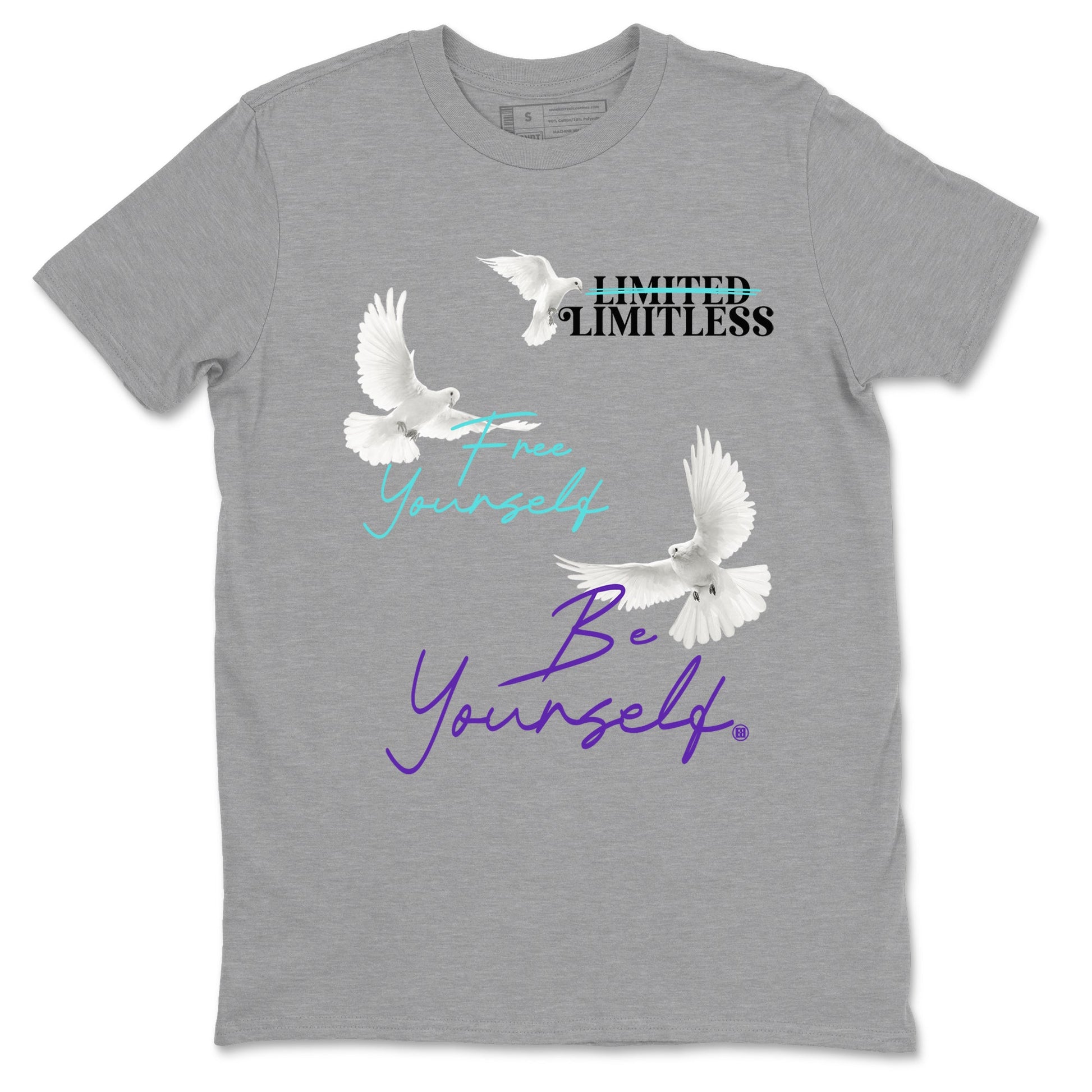 5s Grape shirts to match jordans Free Yourself Be Yourself sneaker match tees AJ5 Retro Grape match shoes to clothes SNRT Sneaker Tees unisex cotton Heather Grey 2 shirts