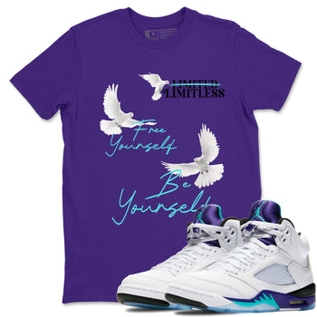 5s Grape shirts to match jordans Free Yourself Be Yourself sneaker match tees AJ5 Retro Grape match shoes to clothes SNRT Sneaker Tees unisex cotton Purple 1 shirts