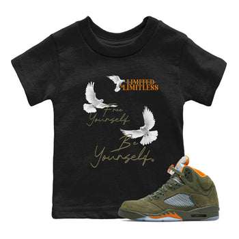 5s Olive shirts to match jordans Free Yourself Be Yourself sneaker match tees Air Jordan 5 Olive match shoes to clothes SNRT Sneaker Tees Youth Baby Black 1 tee