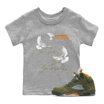 5s Olive shirts to match jordans Free Yourself Be Yourself sneaker match tees Air Jordan 5 Olive match shoes to clothes SNRT Sneaker Tees Youth Baby Heather Grey 1 tee