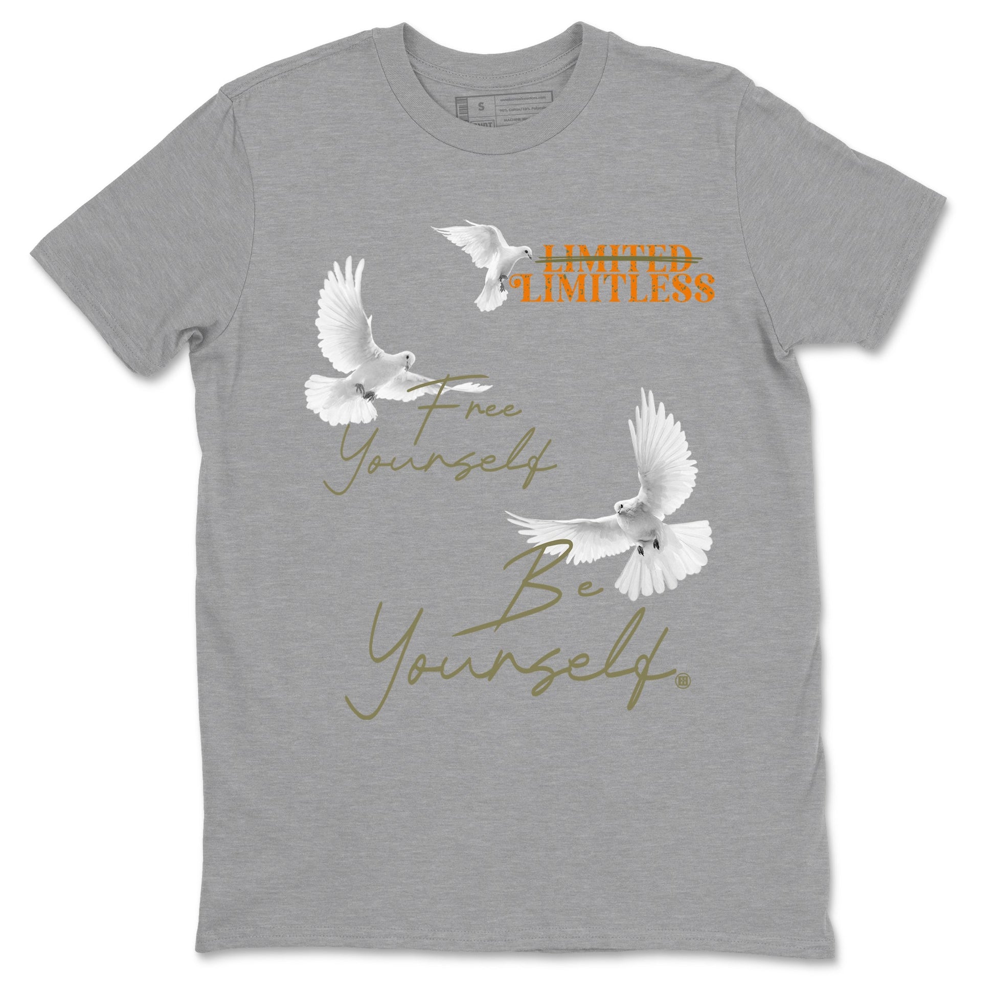 5s Olive shirts to match jordans Free Yourself Be Yourself sneaker match tees Air Jordan 5 Olive match shoes to clothes SNRT Sneaker Tees unisex cotton Heather Grey 2 shirts