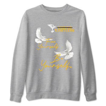 Free Yourself Be Yourself sneaker match t-shirt styled to complete your fit with the Air Jordan 5 Tokyo sneakers, shown in Heather Grey 2.