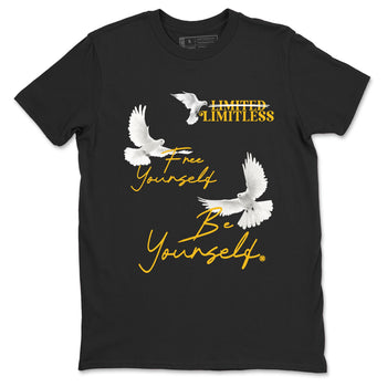 Free Yourself Be Yourself sneaker match t-shirt styled to complete your fit with the Air Jordan 5 Tokyo sneakers, shown in Black 2.