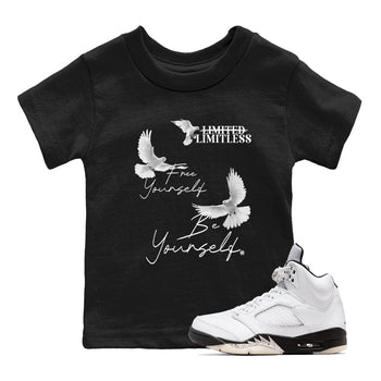 5s White Black shirts to match jordans Free Yourself Be Yourself sneaker match tees Air Jordan 5 White Black match shoes to clothes SNRT Sneaker Tees Youth Baby Black 1 tee